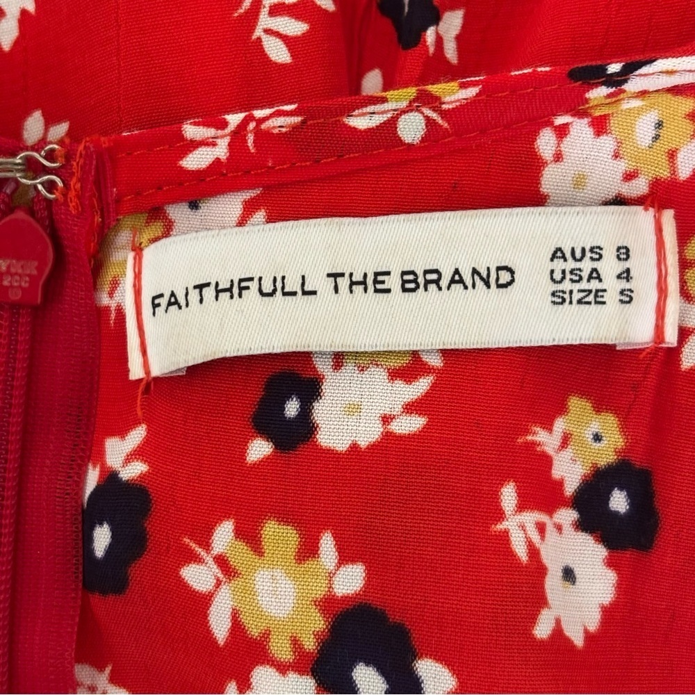 Faithfull The Brand Jasmine Red Ari Floral Midi Dress Sz 4 - Picture 8 of 11
